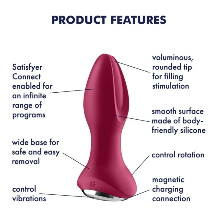 Wibrator analny Satisfyer Rotator Plug 2+ Connect App — silikon, 2 silniki, Bluetooth