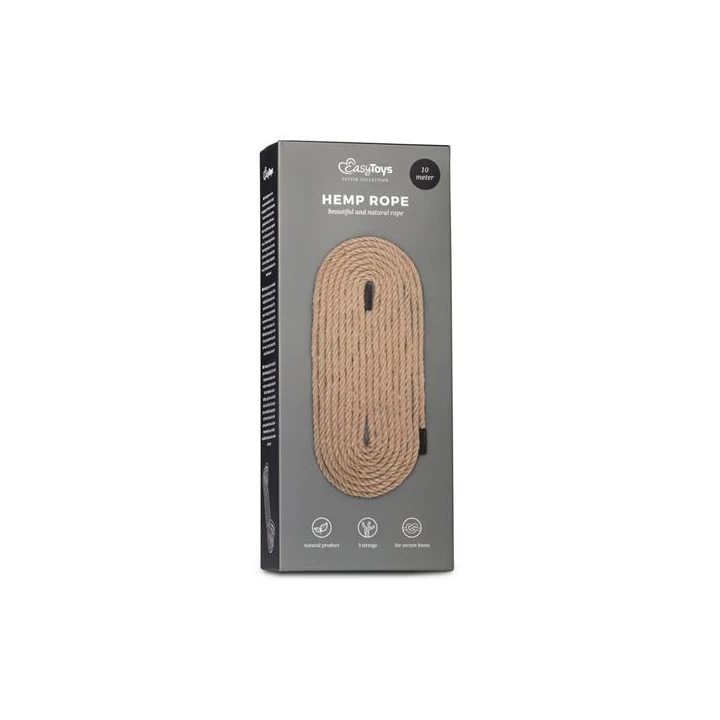 Wiązania - Lina do Niewoli Hemp 10M, Miękka w Dotyku, Brązowa, 240g