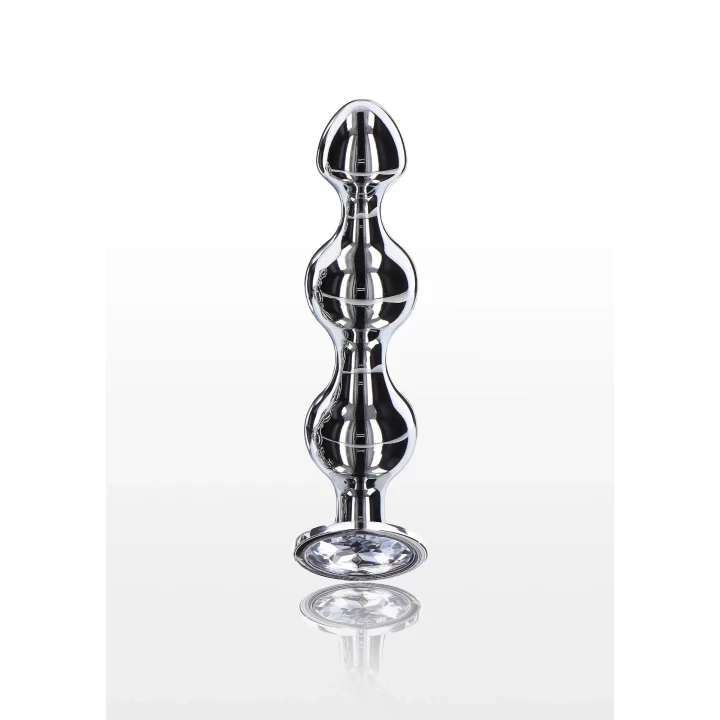 Zatyczka analna TOYJOY Diamond Star Beads, 13.4 cm, z klejnotem, srebrna