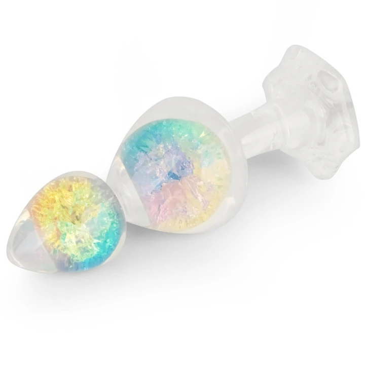 Korek analny Gemoria, 4,8 cm, stożkowy kształt, szklane kule, silikon medyczny