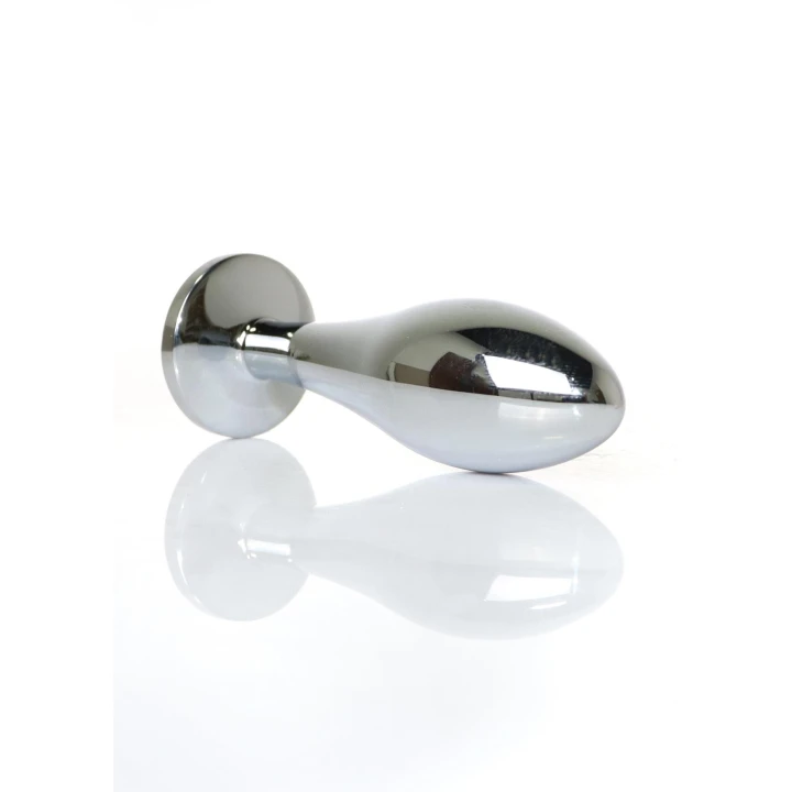 Zatyczka analna Plug-Jewellery Silver PLUG - 9.2 cm, stal nierdzewna, diamentowy akcent