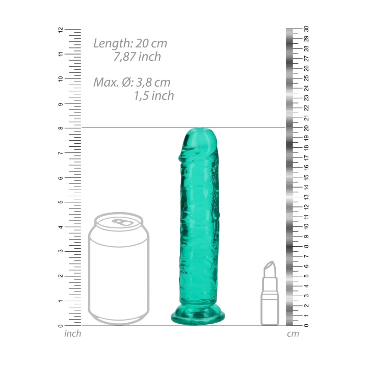 Dildo REALROCK CRYSTAL CLEAR, 7'' / 18 cm, przezroczyste, przyssawka, wodoodporne