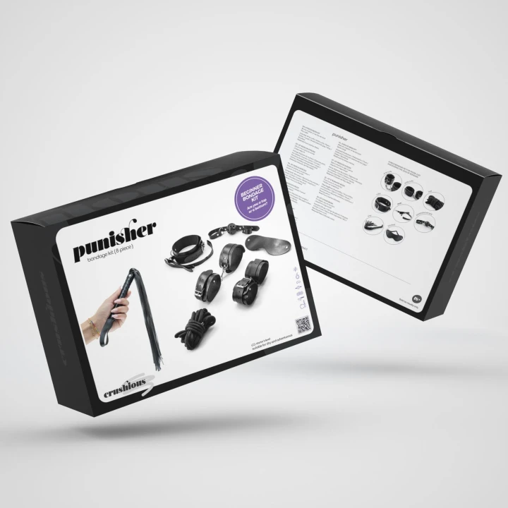 Zestaw do bondage - CRUSHIOUS Punisher, 8 elementów, skóra syntetyczna, regulowane akcesoria
