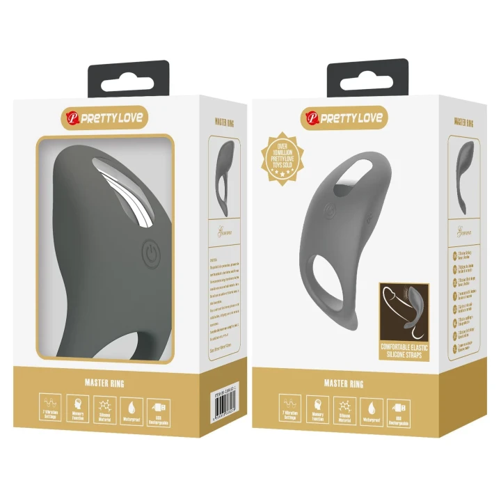 Pierścień erekcyjny silikonowy PRETTY LOVE, 7 trybów wibracji, funkcja pamięci