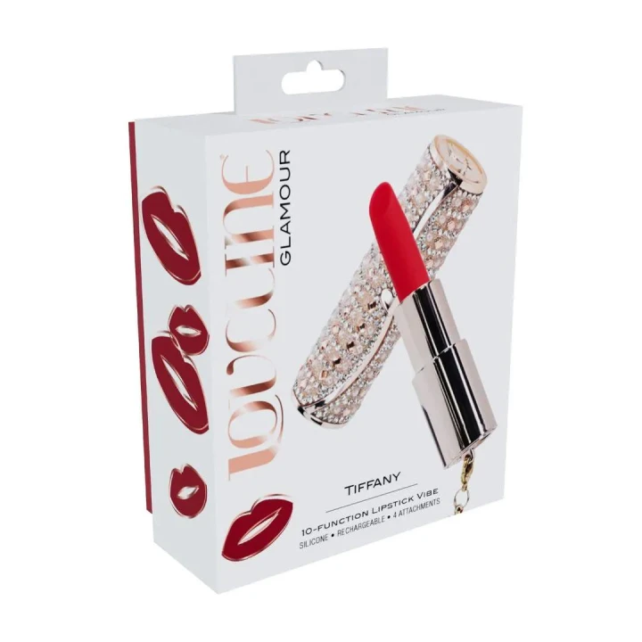 Miniwibrator Tiffany - mini rozmiar, 5 trybów, 4 wymienne końcówki, różowy