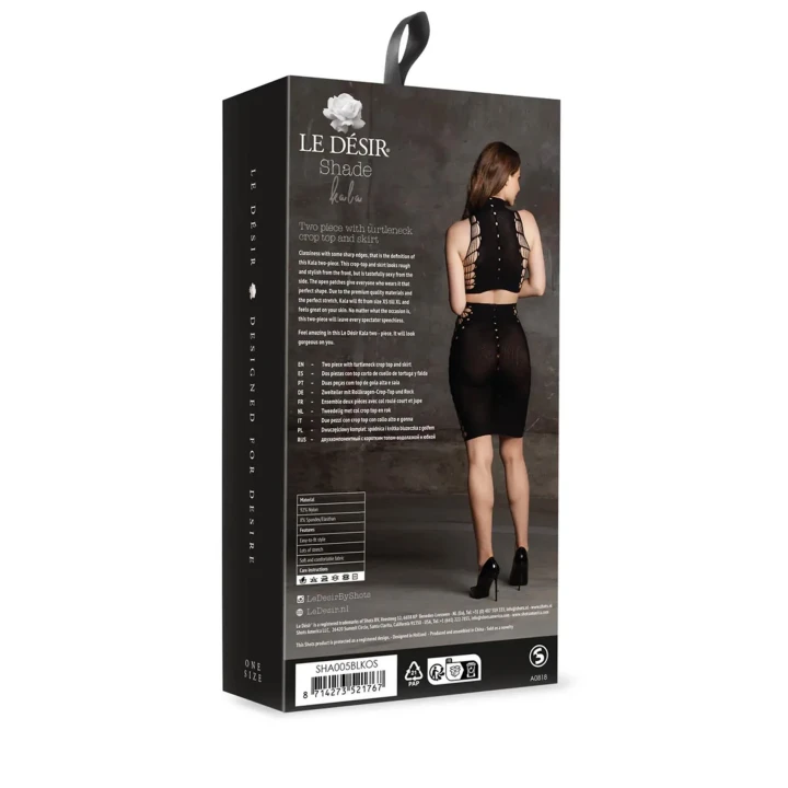 Komplet dwuczęściowy: Kala XXXVII - Turtleneck, Crop Top, Spódnica, One Size, 92% Nylon