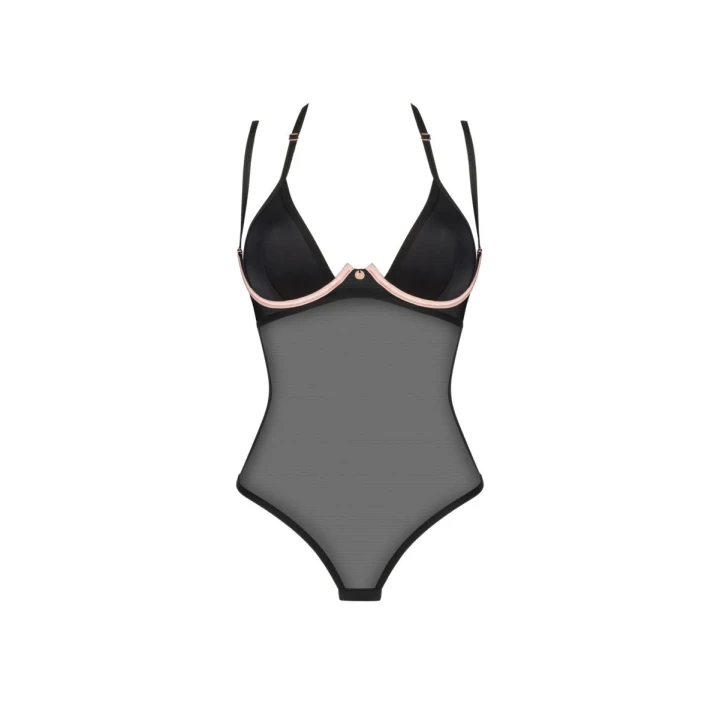 Body Selinne OBSESSIVE XL/2XL - Regulowane Ramiączka, Czarne z Różowym Złotem