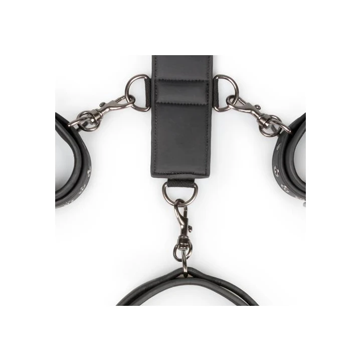 Wiązania do ciała z regulacją, skóra sztuczna, uchwyty D-ring - Czarny