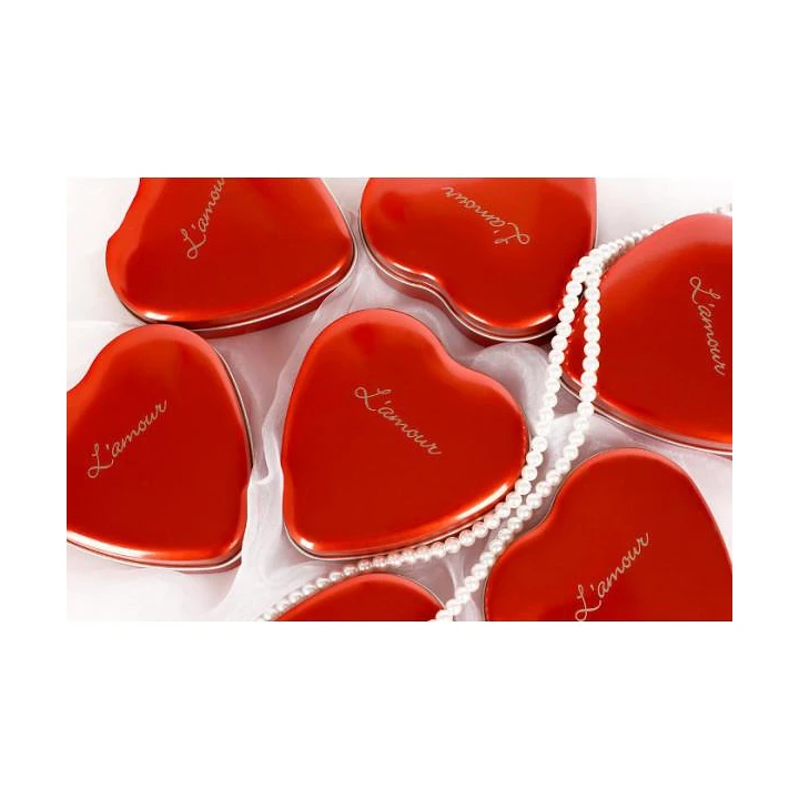 Gra romantyczna L'amour - Gry i zabawy dla par, metalowe pudełko, 54 karty w kształcie serc