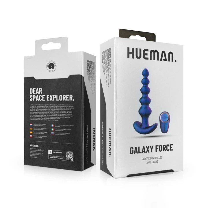 Wibrator analny Hueman Galaxy Force z pilotem, 10 wibracji, 5 koralików