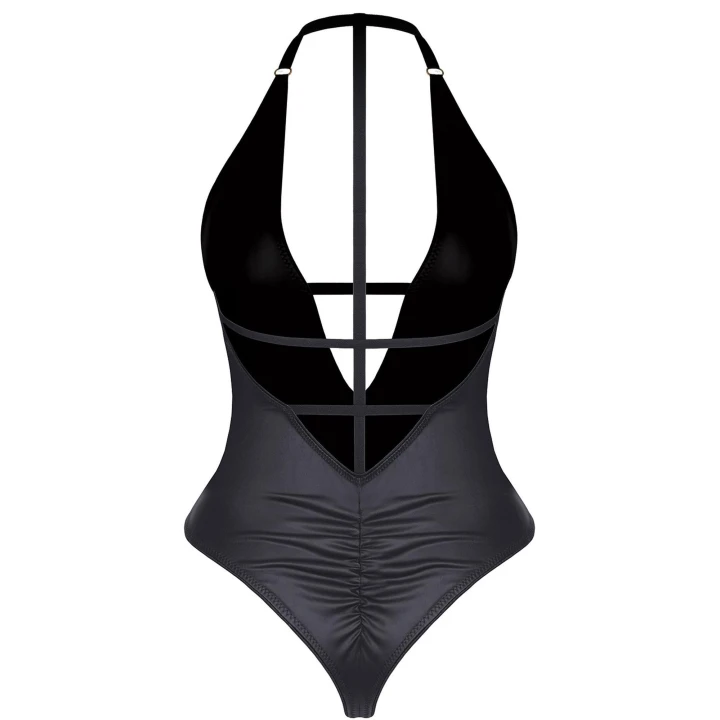 Body DEMONIQ Kolekcja Cash Baby JENNIFER 001, czarny, wetlook, efektowny dekolt