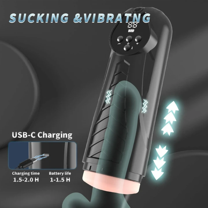 Masturbator LUXURY 04, 9 poziomów wibracji, wodoodporny IPX6, ładowanie USB Type-C