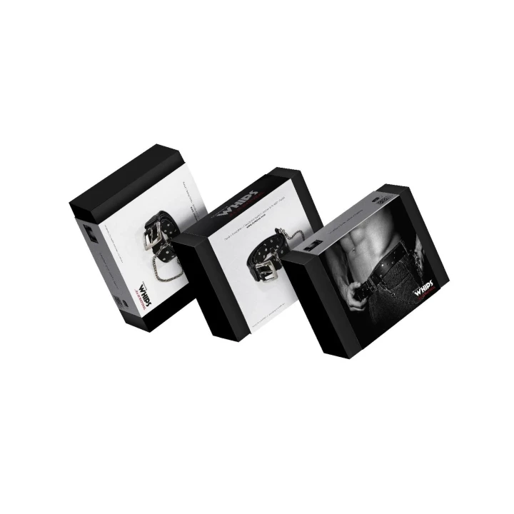 Wiązania WHIPS pasek skórzany 4 cm z ćwiekami, długość 130 cm, regulacja 100-120 cm