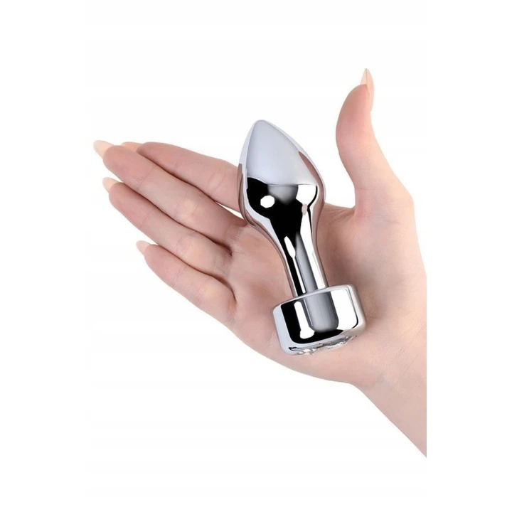 Korek analny TOYFA Metal, 10,8 cm, z białym kryształkiem