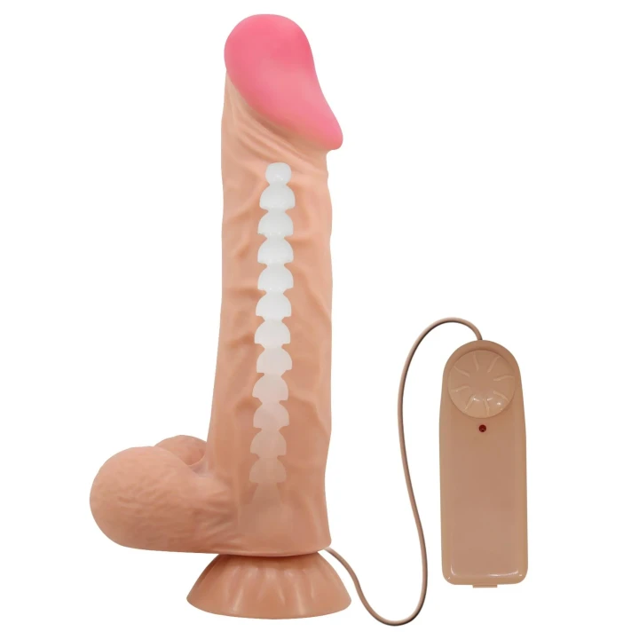 Dildo BAILE - Wibrujący, elastyczny, przyssawka, materiał TPR/ABS, 9,4 cali