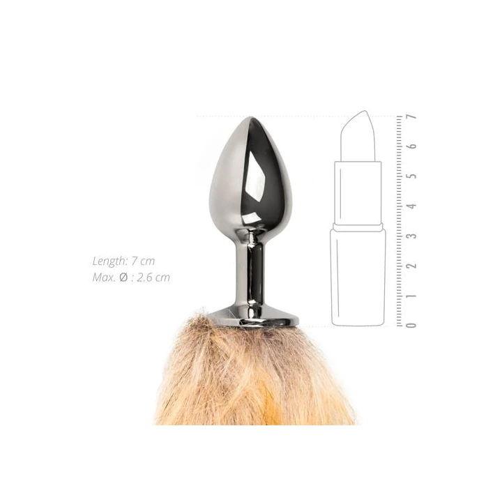 Wtyczka analna z aluminiowym korkiem - długość 42 cm, średnica 1-2.8 cm, miękki ogon