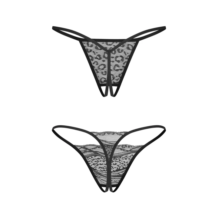 Stringi otwarte OBSESSIVE 2XL/3XL, koronkowe i transparentne, elastyczny materiał