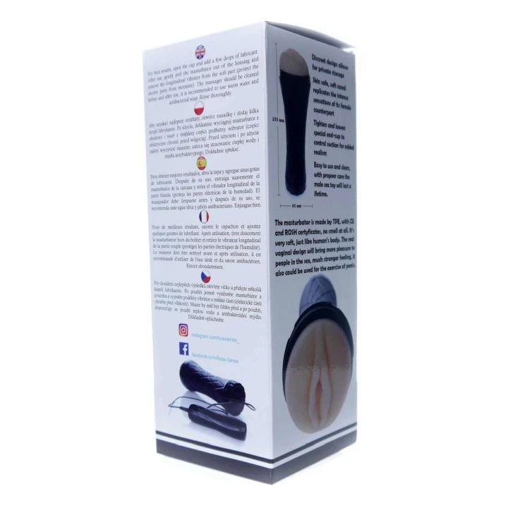 Masturbator wibracyjny Latarka CyberSkin® z regulacją prędkości i intensywnymi wypustkami