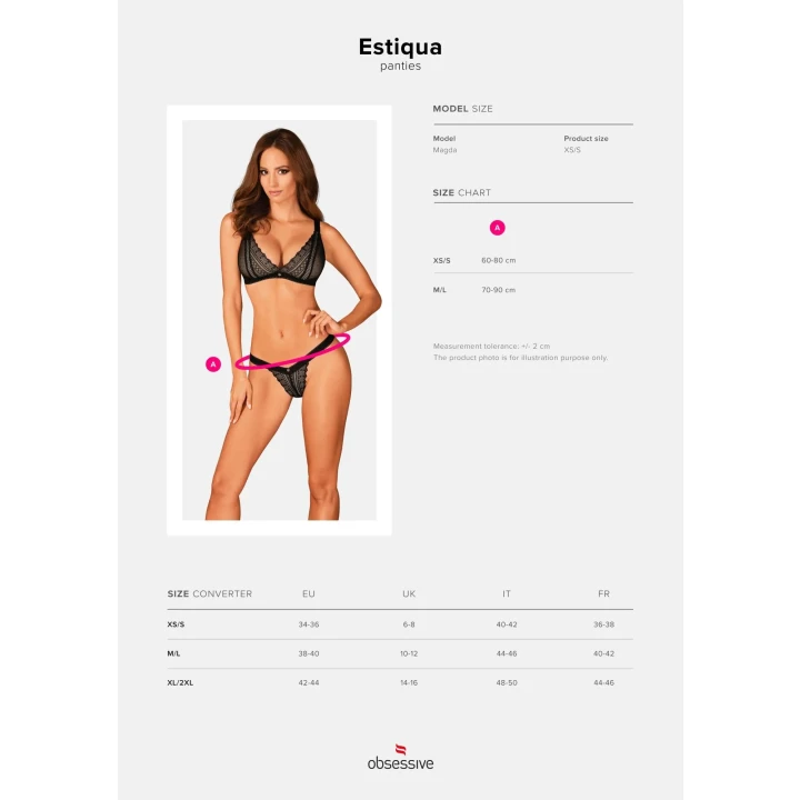 Figi damskie Estiqua M/L - seksowny fason, elegancka koronka, komfortowy materiał