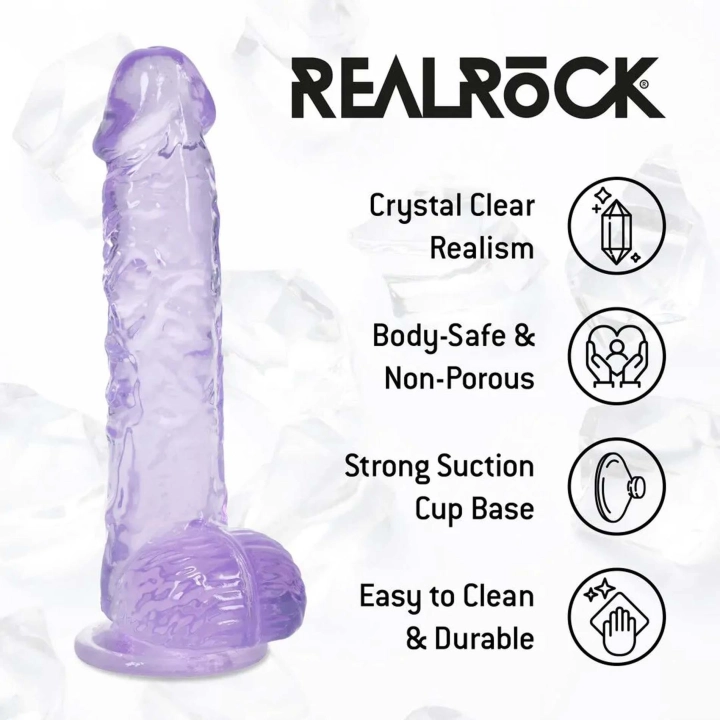 Dildo realistyczne REALROCK Crystal Clear – przezroczyste, 12,7 cm, przyssawka
