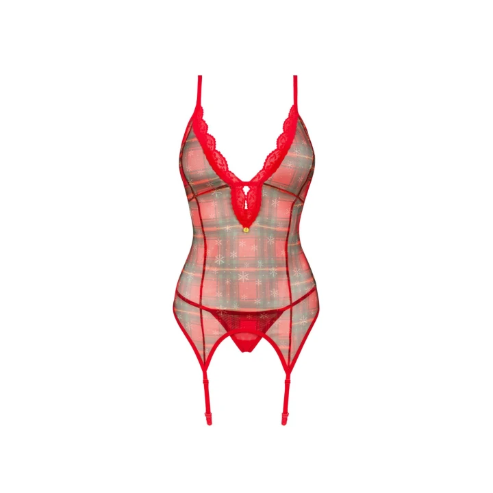 Gorset Jollymore OBSESSIVE XS/S, regulowane paski, koronka, elastyczny materiał