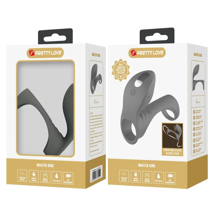 Pierścień wibracyjny - PRETTY LOVE, Silikonowy, 7 funkcji wibracji, pamięć