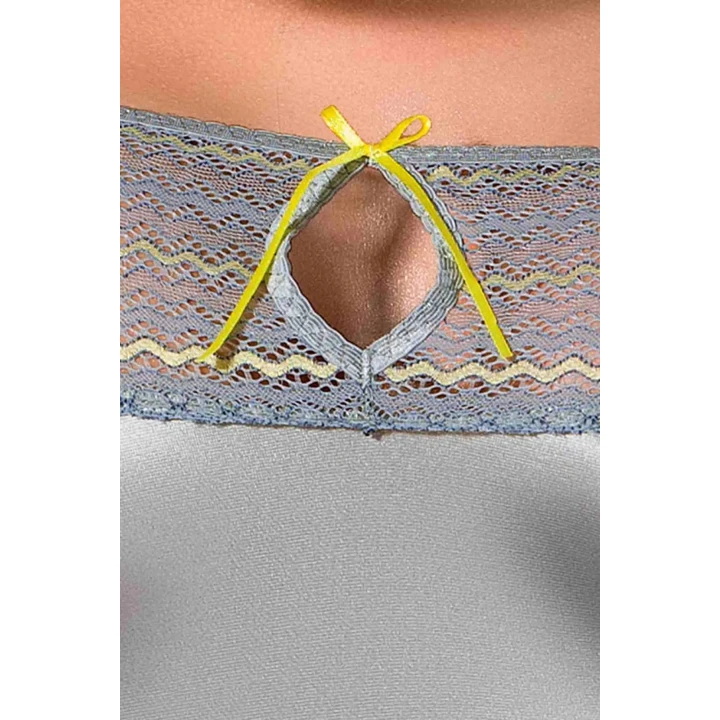 Gorset satynowy CASMIR, regulowane ramiączka, zapięcia do pończoch, stringi w komplecie