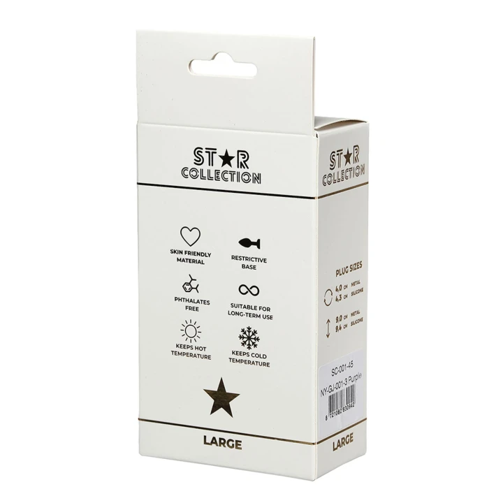 Korek analny L Star Collection 4x10 cm z fioletowym kamieniem