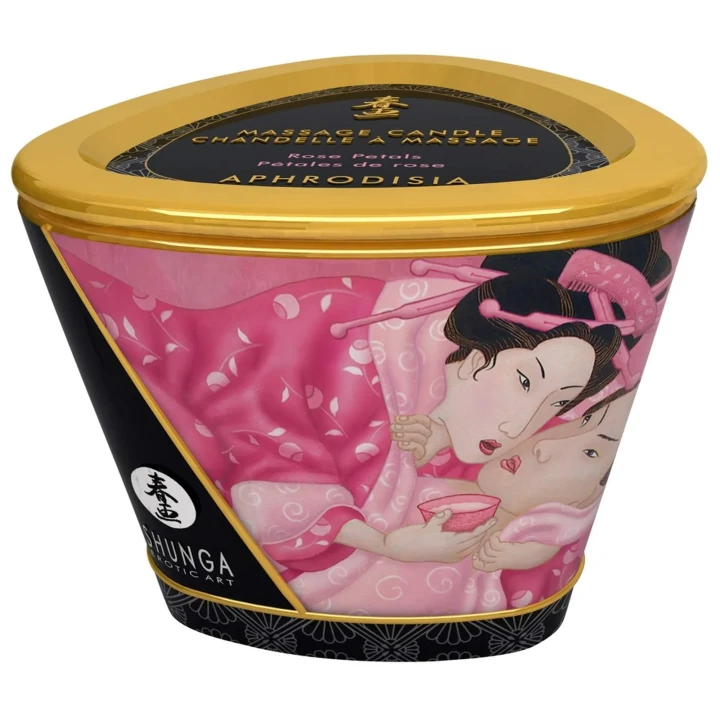 Świeca do masażu Shunga Aphrodisia, różany zapach, naturalne składniki, 170 ml