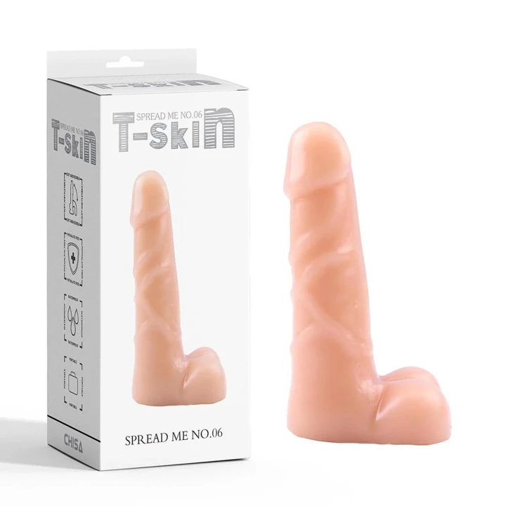 Dildo T-Skin Spread Me No.06, realistyczny, 16.5cm, elastyczny materiał bez ftalanów