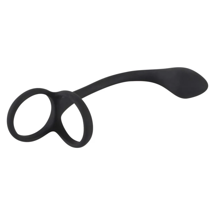 Pierścień na penisa i jądra z korkiem analnym Black Velvets, silikonowy, 22,5 cm