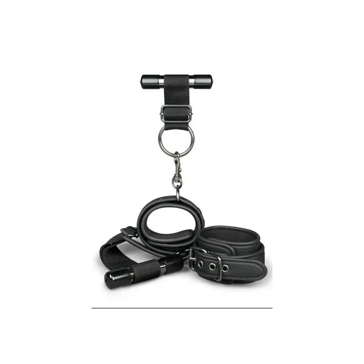 Kajdanki do Niewoli - Skórzane, Regulowane, Zakładane na Drzwi, 839g