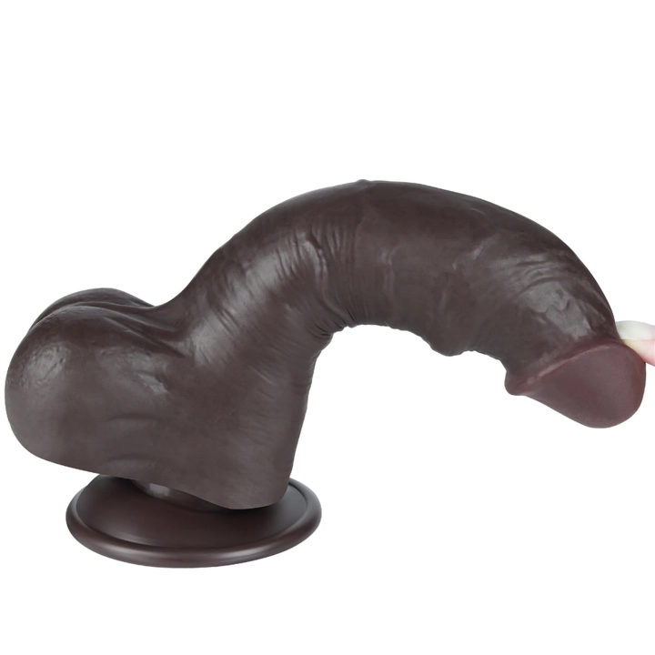 Dildo Realistyczne Dual Layer TPE 20,3 cm, Przesuwająca Się Skóra, Silna Przyssawka