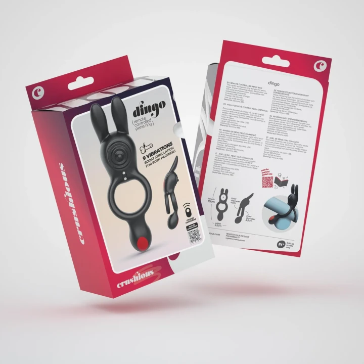 Pierścień wibracyjny CRUSHIOUS DINGO z pilotem, 9 trybów, silikon, 3,2-4cm