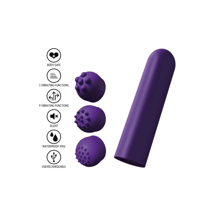 Stymulator wzmacniający ToyJoy, silikonowy, wodoodporny IPX6, 3 nakładki