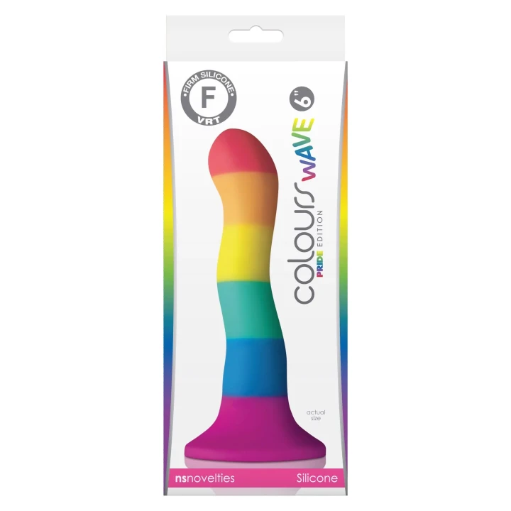 Dildo Wave 6 cali Pride Edition, silikonowy, wodoodporny, z przyssawką