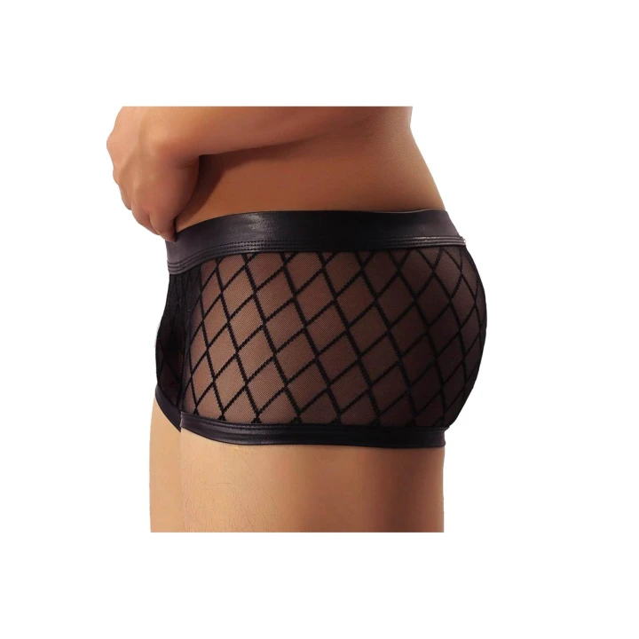 Bokserki męskie PARIS HOLLYWOOD, transparentna siateczka, elastyczne, czarne, rozmiar S