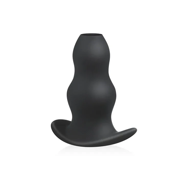 Wtyczka analna Plug-Foxhole, silikonowa, wydrążona, 14 cm długości, czarna