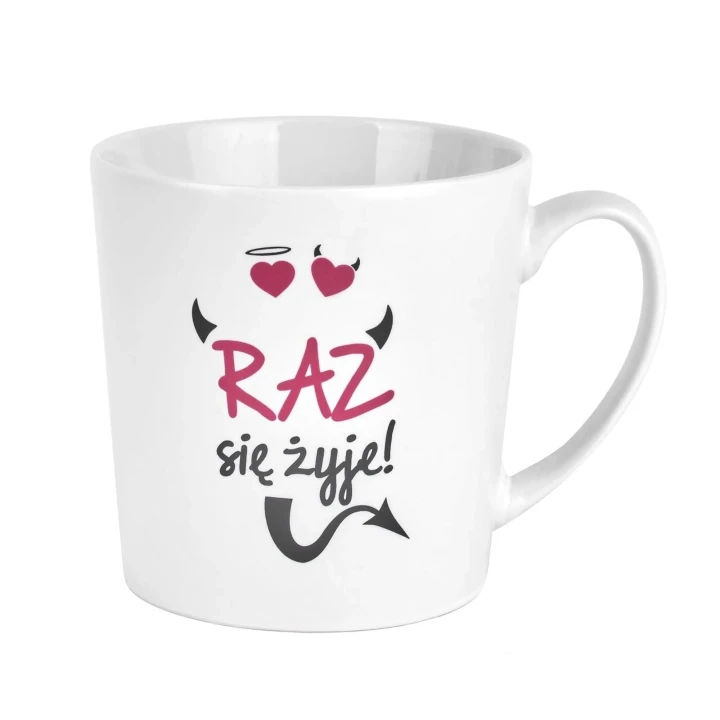 Kubek porcelanowy 480ml CRAZY GIRL - Grzeczne dziewczynki idą do nieba, eleganckie opakowanie