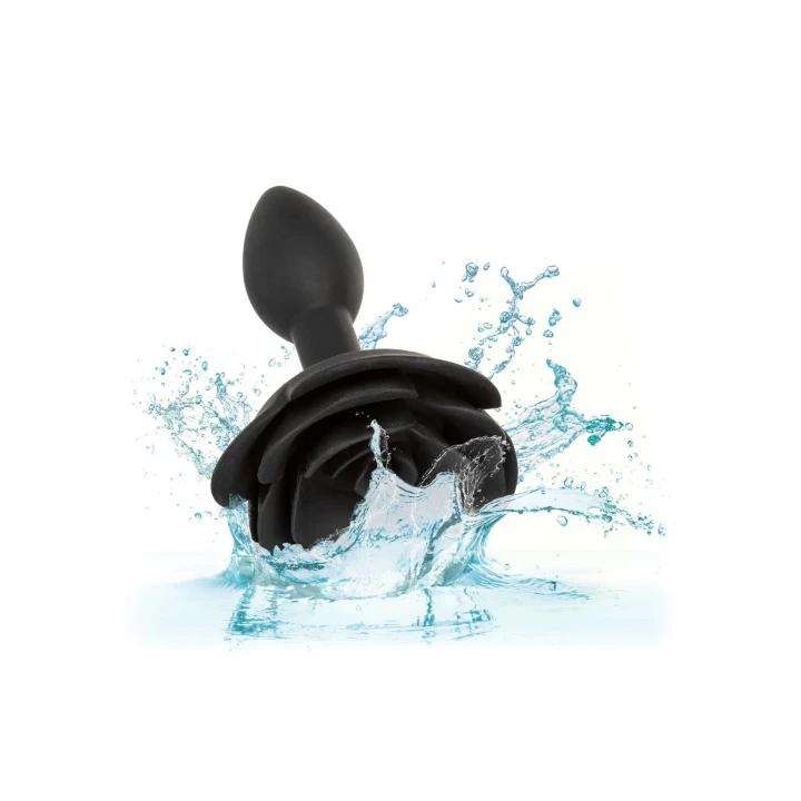 Wtyczka analna silikonowa Forbidden Small Rose, wodoodporna, ergonomiczna, czarna