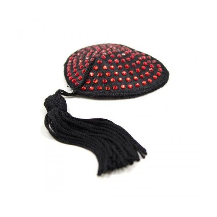 Nakładki na sutki - Bielizna serce, samoprzylepne, wielokrotnego użytku, czerwone diamenciki