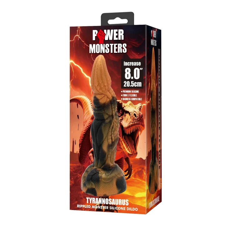 Dildo Power Monsters Tyrannosaurus 20,5 cm faliście teksturowany silikonowy