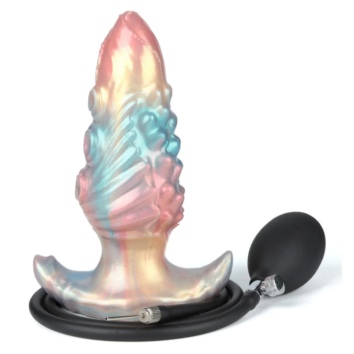 Dildo Power Monsters Ebon Leviathan - 18 cm, silikonowy, metaliczne wykończenie