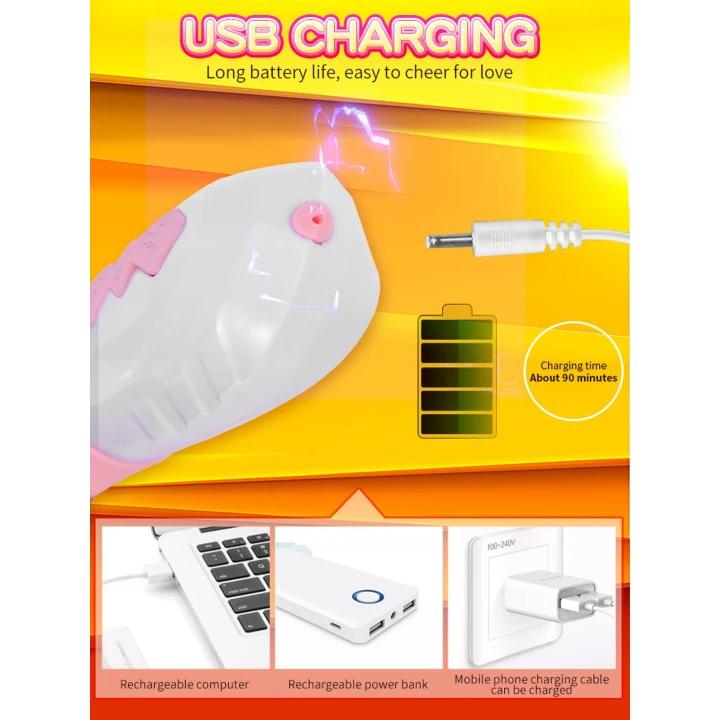 Wibrator silikonowy z funkcją grzania, 7 trybów, wodoodporny, różowy