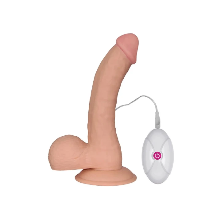 Dildo Love Toy Ultra Soft 20 cm, 10 prędkości wibracji, przyssawka