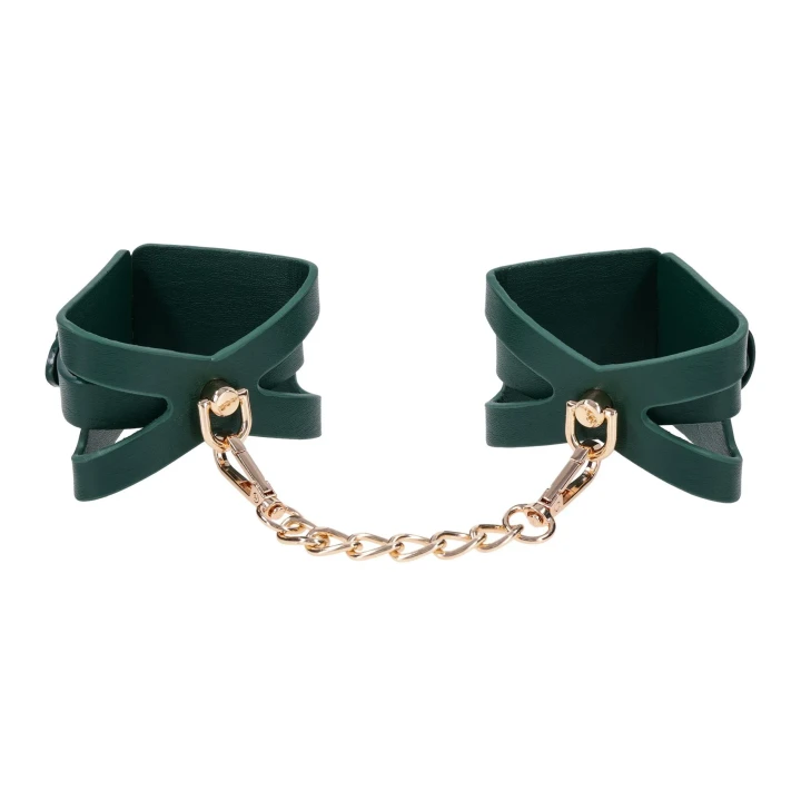 Kajdanki — Emerald Luxe, wycięcia | miękka podszewka | regulowana sprzączka