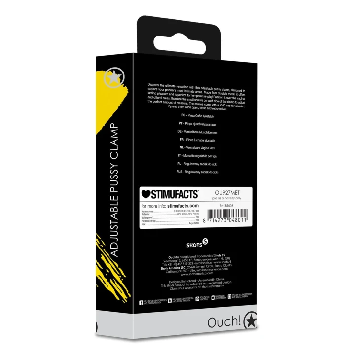 Klips do stymulacji warg sromowych - Regulowany, Metalowy, z PVC dla komfortu