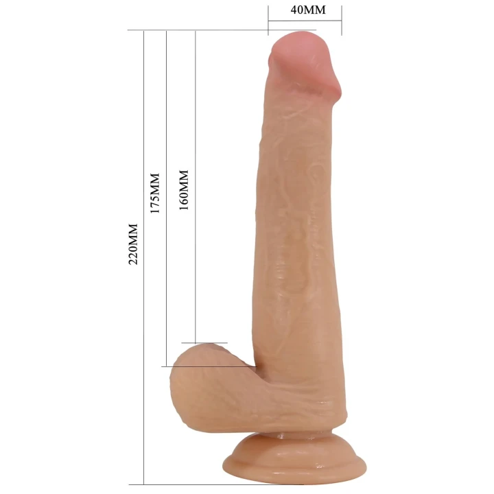 Dildo PRETTY LOVE - TALLEN 220mm, TPR, elastyczna konstrukcja kręgowa, przyssawka