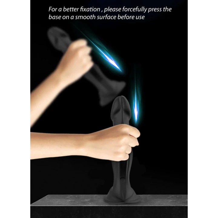 Dildo Optimus Black, 18,5 cm, 9 funkcji wibracji, zdalne sterowanie