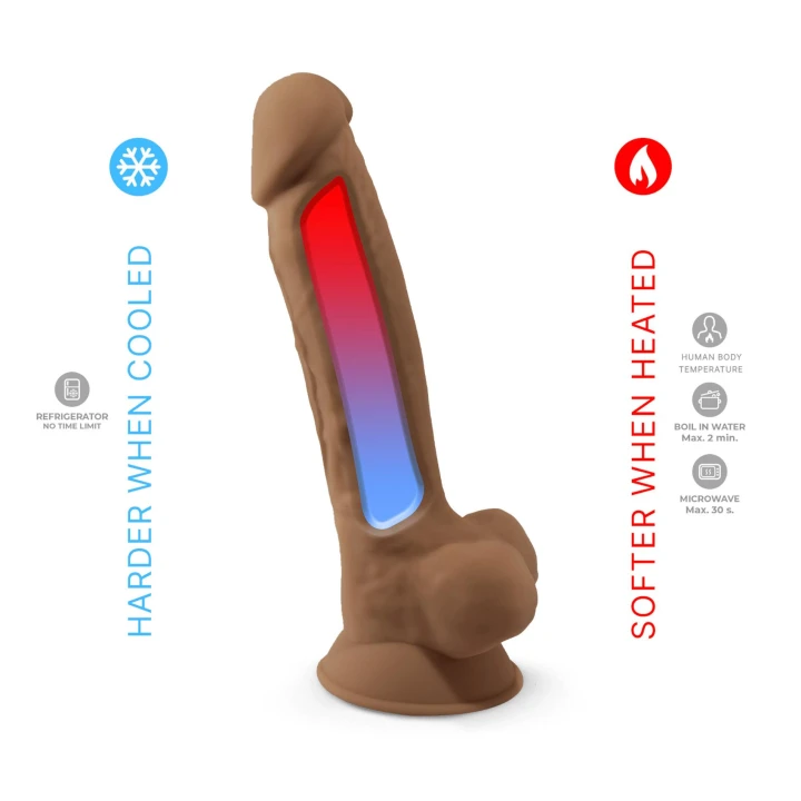 Dildo SilexD 7'' Caramel z podwójną gęstością i przyssawką, silikon Memory